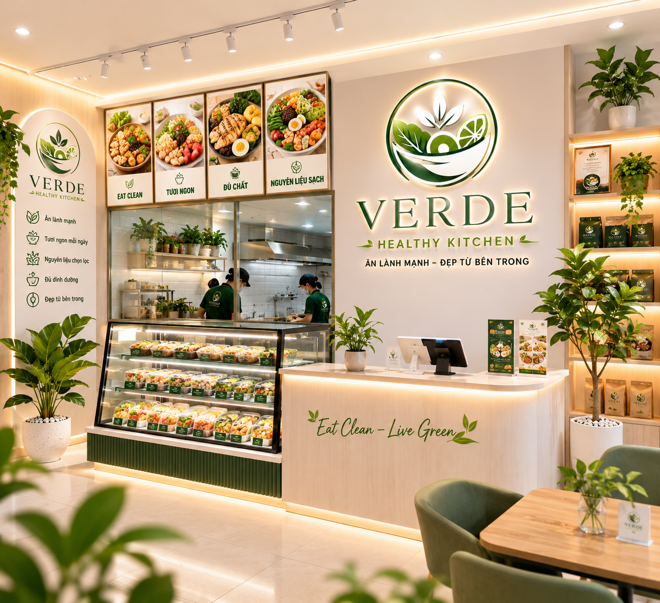 Không gian cửa hàng VERDE Healthy Kitchen