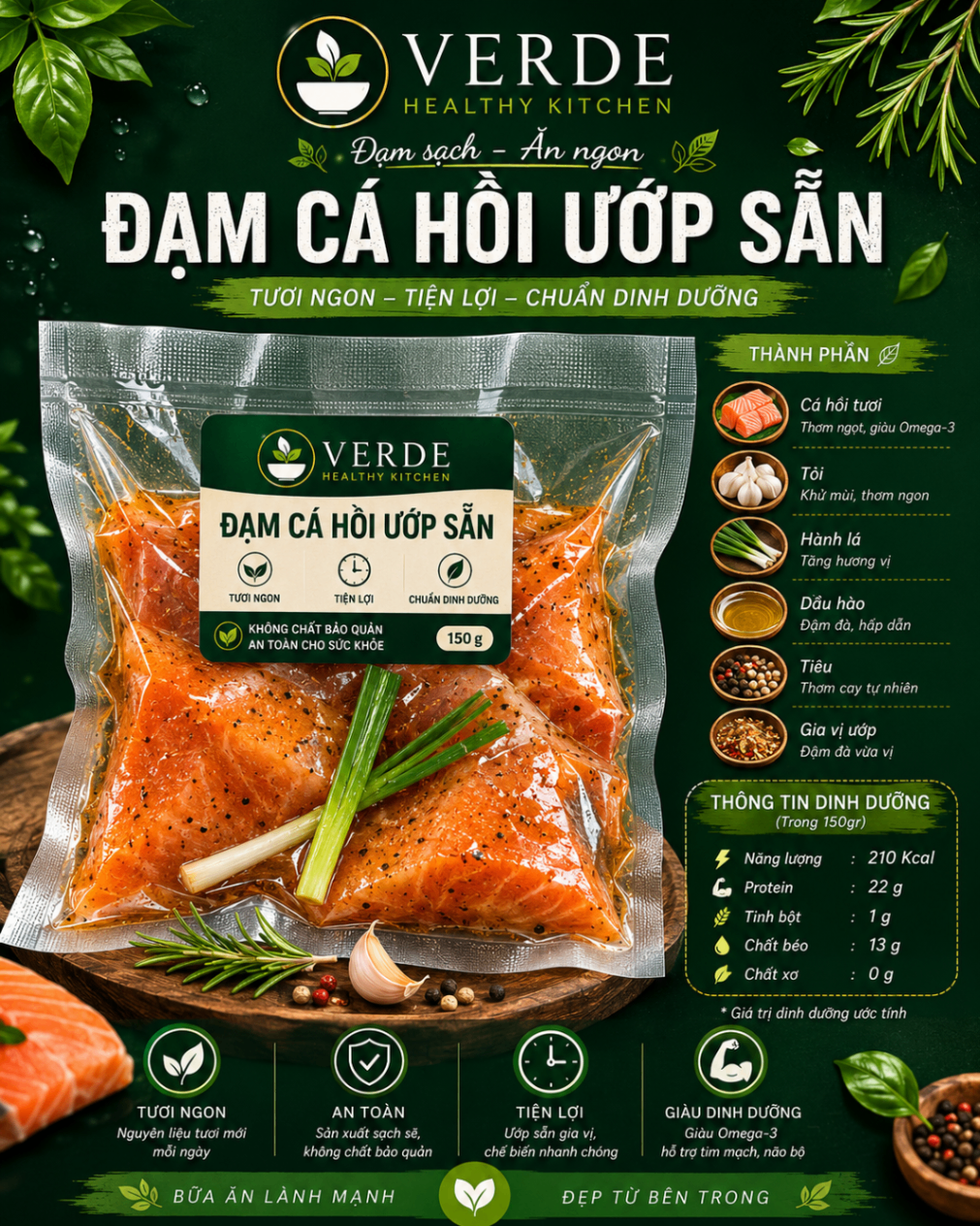 Đạm cá hồi ướp sẵn